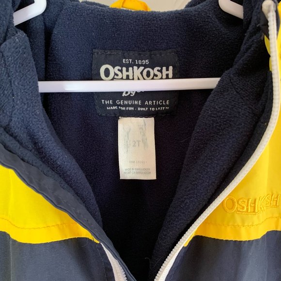 OSHKOSK B'Gosh, Kid's ZipperJacket w/Hood, Navy & Yellow, Size 2T - Picture 6 of 8